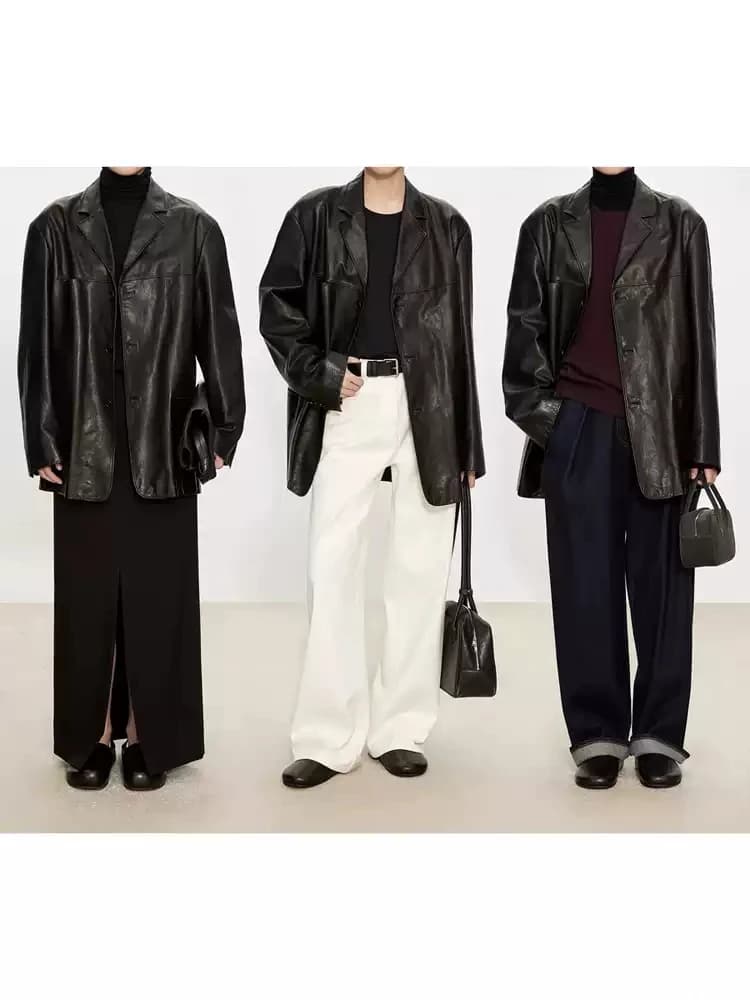 Classic Ultra Soft Black Leather Jacket Women's Casual Style 2026 New High-End Minimalist Silhouette Leisure Suit