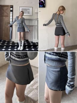 Women RA High Waist Side Zips The Two-way Mini Skirt Shorts