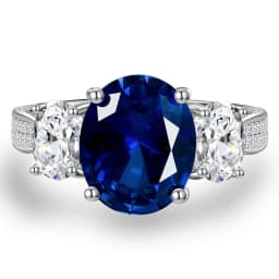 Wong Rain 100% 925 Sterling Silver Oval 5CT Sapphire High Carbon Diamond Gemstone Wedding Engagement Fine Jewelry Ring For Women