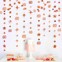 13Ft Rose Gold 14th 13th Birthday Party Decorations 18th Circle Dot Star Garlands Hanging Streamers for Sweet 16 Girls Supplies