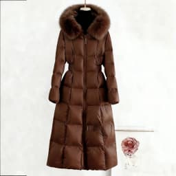 Women's Thickened Long Hooded Cotton Jacket Winter Coat Stylish Slim Fit High Collar Zipper Closure  Color Korean Style
