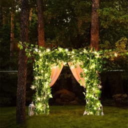 Silk Fake Green Leaf Ivy Vine with LED Lights String for Home Bedroom Decor Wedding Glowing Artifical Plant Garland Decor