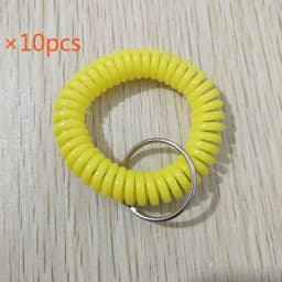 10pcs Lucky Line 2” Spiral Wrist Coil with Steel Key Ring, Multi-Color Flexible Wrist Band Key Chain Bracelet, Stretches to 12”,