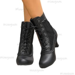 White Women's Kitten Heel Ankle Boots Elegant Lace Embroidery Booties Autumn Fashion Lace-up Short Boots Size36-43 Bottes Femmes