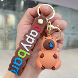 Capybara Keychain PVC Soft Key Accessories Cute Party Gifts for Christmas for Boys and Girls Key Buckles Metal