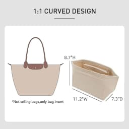 Felt Organizer Insert Compatible with Longchamp Le Pliage Large Handbags, Felt Longchamp Organizer Insert with Cup Holder