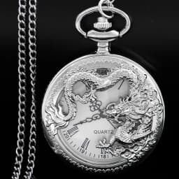 Antique Exquisite Flying Dragon Embossed Quartz Pocket Watch Men's Necklace Pendant Clock Women's Jewelry Accessories Gift