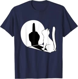 Middle Finger Cat Statement Cat Funny Gift T-Shirt Regular Short Sleeve Tops O-neck Men's Cotton T-shirt Cotton Summer Shirts