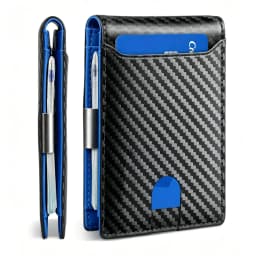 1-Pack | Carbon Fiber Ultra-Thin Men's Wallet RFID Shielding + 11 Card Slots + Transparent Window