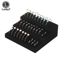 Gray & Black Flannel 3-layer Bracelet Display Stand Ring Bracelet Display Tray Counter Jewelry Display Stand Bracelet Organizer
