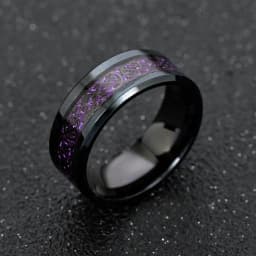 2022 Stainless Steel Dragon Ring for Men Inlay Purple Red Green Black Carbon Fiber Ring Wedding Band Jewelry Size 6-13