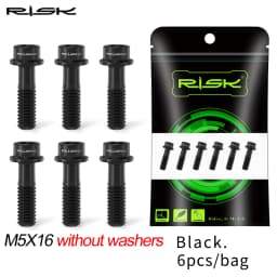 6pcs/bag RISK Bike Stem Bolts Bicycle Handlebar Fixing Screws Titanium Alloy M5x16 M5x18 M5X20 Hex Socket Head
