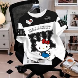 2026 Summer Hot Sale Hello Kitty 3D Printed Cartoon T Shirt Round Neck Casual Streetwear Fashion Cute Trendy Kids Adults Unisex