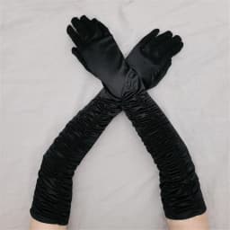 Women Long Solid folds Satin Soft Multicolor Ceremonial Gloves Dance Performance Elasticity Retro Style Opera