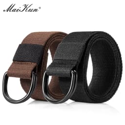 Maikun 2PCS Men Belt Double Ring Buckle Waistband Casual Canvas Belts Belt For Men