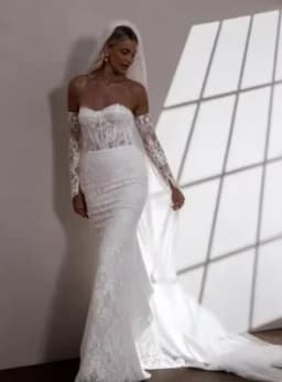 Charming Removeable Sleeves Sweethart Full Lace Mermaid Wedding Dresses Sweep Trian Custom Made Bridal Grown Vestido De Noival