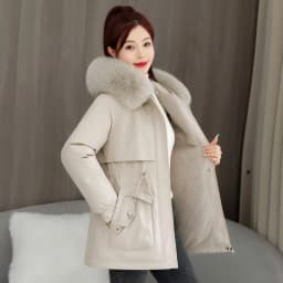 Women's Short Thickened Fleece Lined Cotton Jacket Coat Zipper Sleeve Long Sleeve Hooded Commute Style Korean Version Winter ...
