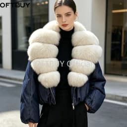 OFTBUY 90% White Duck Down Coat Luxury Winter Puffer Jacket Women Female Real Natural Fox Raccoon Fur Thick Warm Parkas
