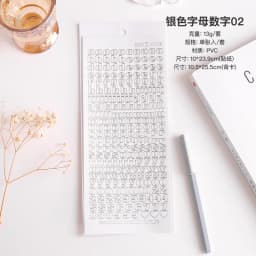 1 Pcs Waterproof Durable Korean Golden Silver English Letter Digital Stickers diy Label for Photos Albums Decoration