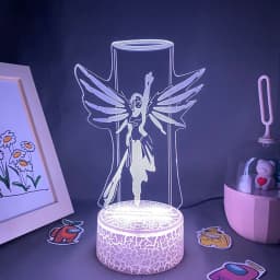 Overwatches OW Game Figure Mercy 3D Led Neon Night Lights Birthday Gift For Friends Gaming Room Table Cool Decor Mercy Lava Lamp