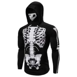 HKSH Spring Summer Elastic Hooded T-shirts Men's Tide Dark Ninja Sweatshirt Skull Mask Streetwear Fashion Print Chic Tops HK1826