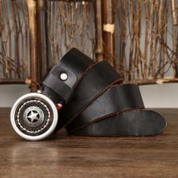 3.8CM Genuine Leather Belts for Men Thickened Head Layer Pure Cowhide Smooth Buckle High Quality Jeans Cowboy Male Belt Luxury
