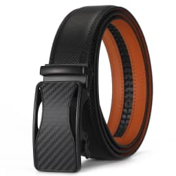Automatic Buckle Ratchet Belt for Men Black/Blue Carbon Fiber Pattern Belts Male Leather Mens Waist Strap Formal Luxury Brands