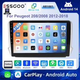 ESSGOO For Peugeot 208/2008 2012-2018 Android 14 10 inch Wireless Carplay Android auto Car stereo radio GPS Navi WIFI swc Bt FM