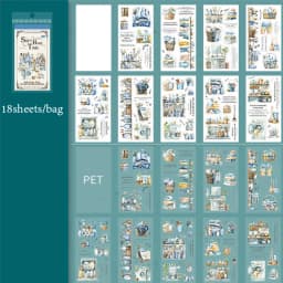 Mr Paper 18pcs/bag Soft House Time Series Home Landscaping Dual Material Die-cut Sticker Book DIY Handbook Scrapbook Card