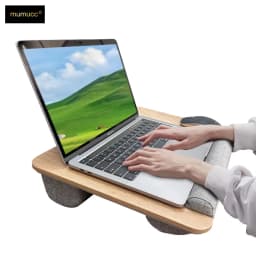 MUMUCC Wooden Suspended Bed Laptop Desk, Portable 15 Inch Bed Study Table with Handle, Sponge Cushion & ABS Slot, Compact