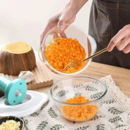 Manual Press Vegetable Chopper & Garlic Mincer Stainless Steel Blade Food Processor for Kitchen Cooking, Multifunctional Grinder