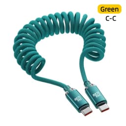 NNBILI 120W Fast Charging Type-C Cables A-C and C-C Retractable Coiled Charger Wire Sturdy Nylon Braided Cord for IPhone Samsun