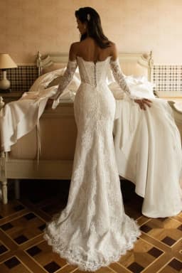 Kyoto Customized Ivory Off the Shoulder Gorgeous Lace Wedding Dress Lace-Up Sweep Train vestidos de noche Mermaid robe de mariée
