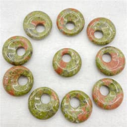 18mm Natural Gem Stone Quartz Crystal Amethyst Donut Charm Beads Pendant For Diy Jewelry Making Necklace Accessories 10pcs