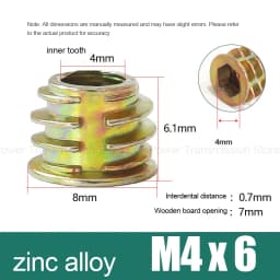 10-100Pcs M4 M5 M6 M8 M10 Zinc Alloy Thread for Wood Insert Nut Flanged Hex Drive Head Furniture Nuts Selection Length 6-30mm