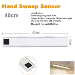 USB Rechargeable Bar Light Hand Sweep Sensor/PIR Motion Induction Kitchen Stair Hallway Night Lighting 20cm/40cm Magnetic Mount