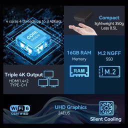 Windows 11 Pro Mini Pc Computer Intel N150/Core I9 10980HK/I3-6100 16GB RAM 512GB 1/2TB SSD Pocket PC Gamer 4K HD Mini Gaming PC Desktop