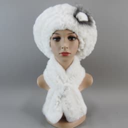 2026 New Winter Rex Rabbit Fur Hats Scarves Women Fashion 100% Genuine Knit Fur Caps Scarves Sets Lady Warm Real Fur Hat Muffler