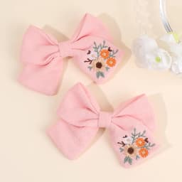 2Pcs Sky Blue Hairpins With Embroidered Rainbow Bow Handmade Pinches Girl Hair Clips Children School Party Accessories Headwear