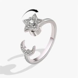 2026 Fashion Beads Anxiety Ring Fidget Spinner Rings Korea Crystal Butterfly Flower Star Moon Ring Anti Stress Jewelry Gift