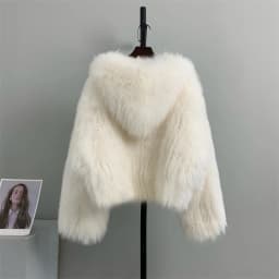 2026 New Winter Ice Cream Color Real Fur Coat Natural Fox Fur Knitting Craft Coat With Hooded Fashion Sweet Beauty Women Coat