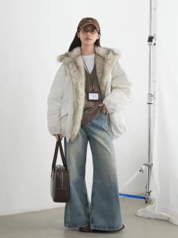 CHIC VEN New Women Down Coat Solid Hooded Loose Casual Faux Fur Collar 90 White Duck Down Ladies Down Jacket Autumn Winter 2026