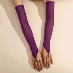 Fashion Elegant Solid Color Elasticity Mesh Hook Finger Long Gloves Women Sexy Thin Sheer Bridal Gown Accessories Party Cosplay