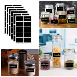 Haile 10-100pcs Waterproof Chalkboard Labels Spice Organizer Label for Household Kitchen Jars Blackboard Stickers With White Pen
