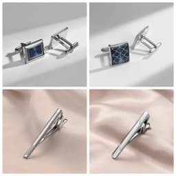 4 Sets Tie Clips & Cufflinks For Men Man Shirt Cufflink Wedding Guests Gift With Box Pisa Ties Pin Luxury Men's Gift For Husband