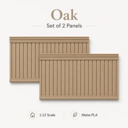 1:12 Dollhouse Wainscoting Panels Miniature Wall Decor, Matte PLA Glue-On Beadboard Trim, 5 Colors for DIY Dollhouse Rooms