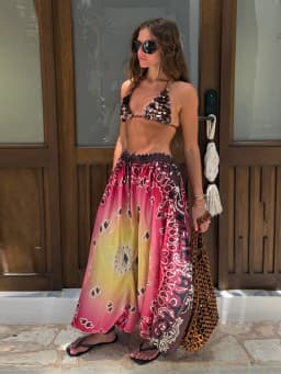 2026 Summer Gradient Contrast Print Harem Pants Oversize Baggy Elastic Waist Boho Trousers Women New Trendy Classy Lady Bottoms