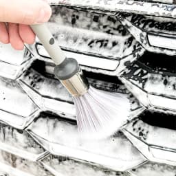 AUTOBRIGHT Silver Professional 2pcs Car Wash Brushes High Quality Fiber Soft Brush Bristles Car Detailing Clean Interior Tool