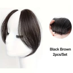 Invisible Synthetic Side Bangs Clip In Extension 2Pcs/Set Middle Part Bangs With Easy BB Clip-In Side Fringe Fits All Hair Types