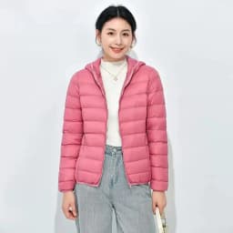 Women's Lightweight Casual Hooded Down Jacket Autumn Winter Minimalist Short Down Coats Female Solid Color Zipper Warm Outerwear